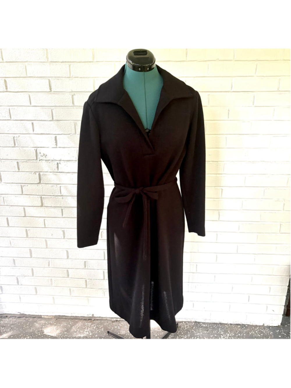 Vintage 60s black polyester shirt dress